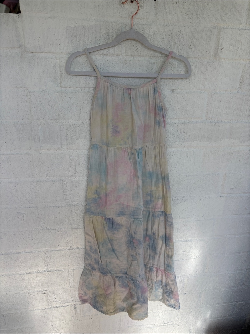 Cat & Jack Pastel Tie-Dye Tiered Maxi Dress sz L/10/12